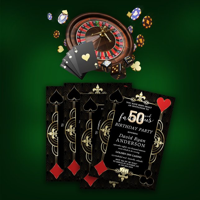 Invitation Casino Night Poker 50 et Fabuleux fête d'anniversa (Créateur téléchargé)