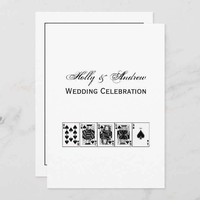 Invitation Casino Night Poker Royal Straight Flush Spades (Devant / Derrière)