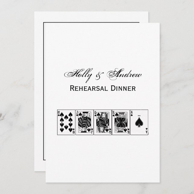 Invitation Casino Night Poker Royal Straight Flush Spades (Devant / Derrière)