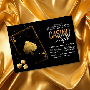 Invitation Casino Night Vegas Noir et Or