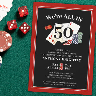 Invitation Casino Poker Anniversaire Fête N'importe quel âge