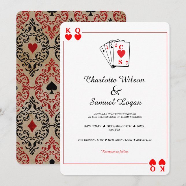 Invitation Casino Poker | Mariage Vegas (Devant / Derrière)