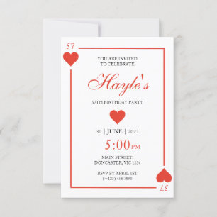 Invitation Casino Reine de Cœur pour 57e Anniversa