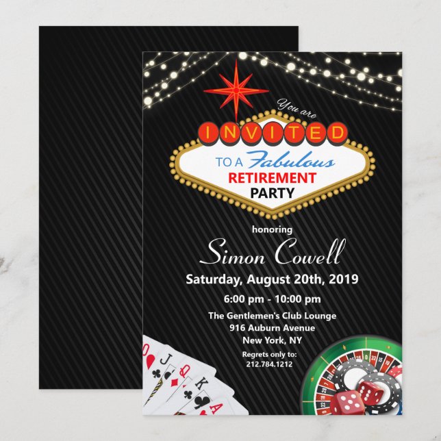 Invitation Casino Retirement Vegas (Devant / Derrière)