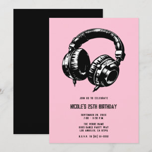 Invitation Casque audio fête de danse DJ fête d'anniversaire