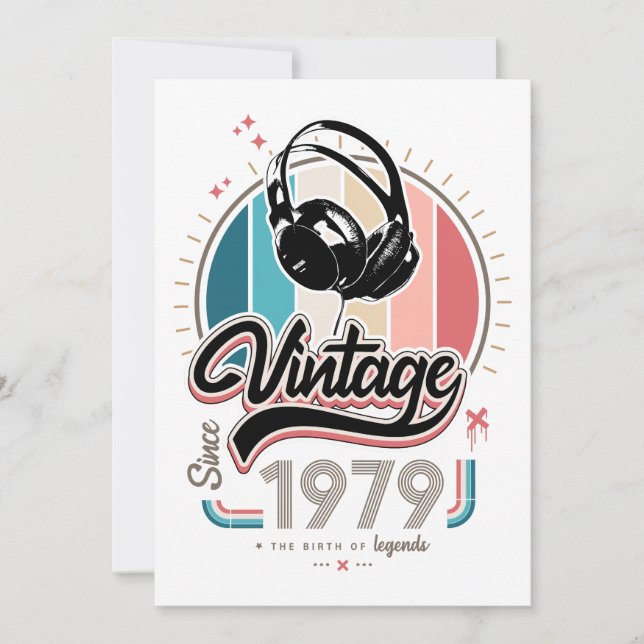 Invitation Casque audio vintage depuis 1979 (Devant)