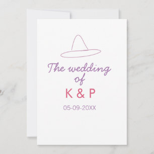 Invitation casque de cowboy le mariage du couple nom date vio