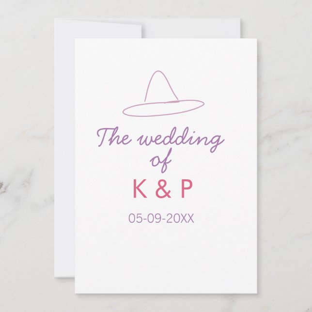 Invitation casque de cowboy le mariage du couple nom date vio (Devant)