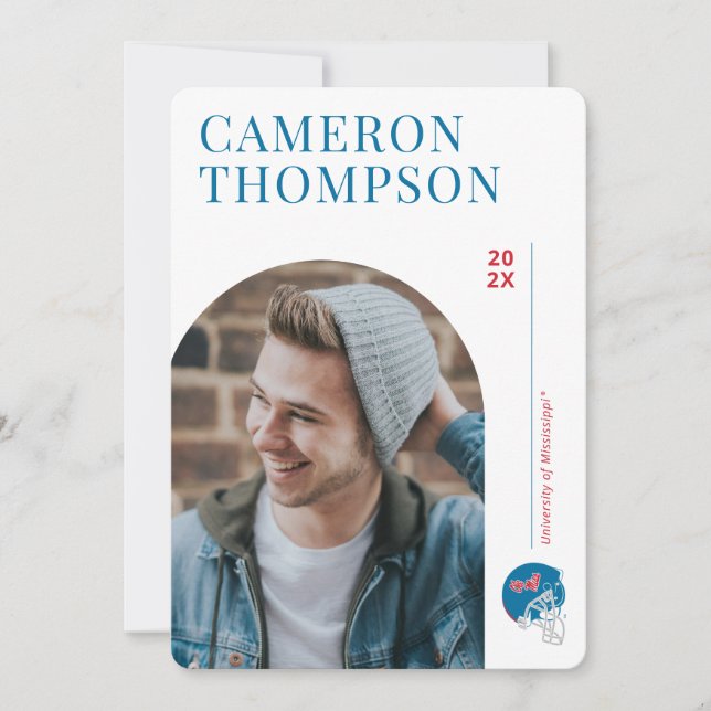 Invitation Casque de football Ole Miss | Bleu clair (Devant)