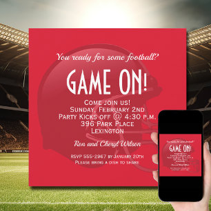 Invitation Casque de football rouge