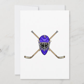 Invitation Casque de hockey et bâtons bleus