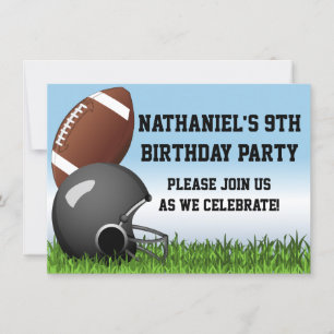 Invitation Casque de sport/balle/football d'herbe fête d'anni