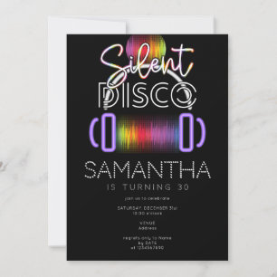 Invitation Casques Disco Neon Silencieux Fête d'Anniversaire 