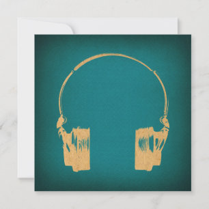 Invitation Casques Vintages turquoise et or