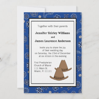 Invitation Casquette Blue Western Cowboy