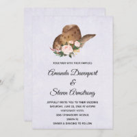 Casquette Cowboy Brown avec Mariage Fleurs roses