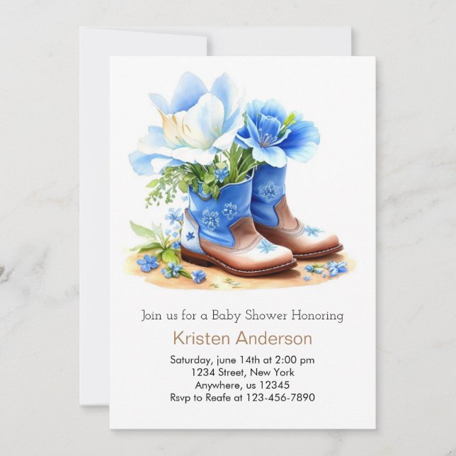 Invitation Casquette Cowboy et Bottes Baby shower délicieux (Devant)