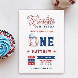Invitation Casquette de baseball Rookie Blue Red Fun Boy 1er 