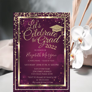 Invitation Casquette de fin d'études Paillettes Diamants Étoi