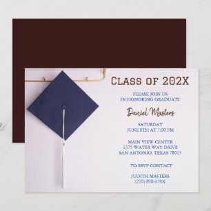 Invitation Casquette de graduation bleu Brown/Marine