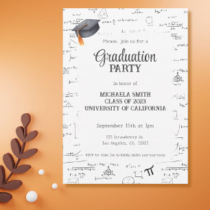 Invitation Casquette de graduation en mathématiques noires