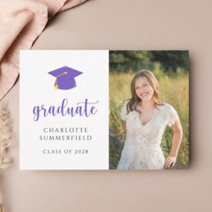 Invitation Casquette de graduation en or mauve simple Tassel