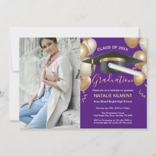 Invitation Casquette de la partie de graduation de Purple & G