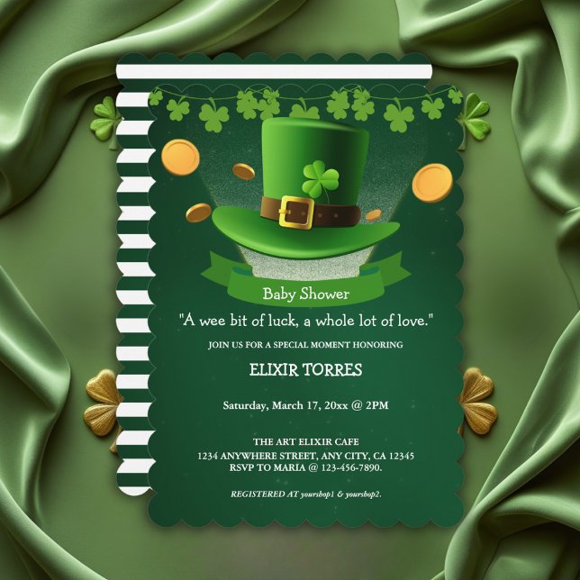 Invitation Casquette de la Saint-Patrick Shamrock Baby shower (Créateur téléchargé)