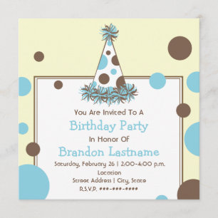 Invitation Casquette de la soirée Polka Dot Blue & Brown