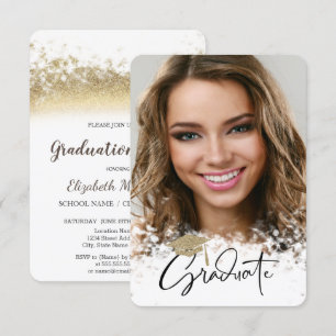 Invitation Casquette de Parties scintillant d'or, Bokeh Photo