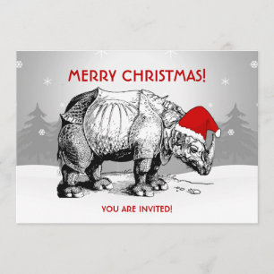 Invitation Casquette de Père Noël de rhinocéros d'invitation