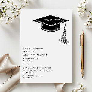 Invitation Casquette de remise de diplôme dessinée à la main