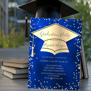Invitation Casquette de remise de diplôme,Diamants Bleu Métal