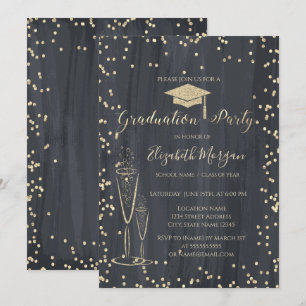 Invitation Casquette de remise de diplôme, diamants en verre