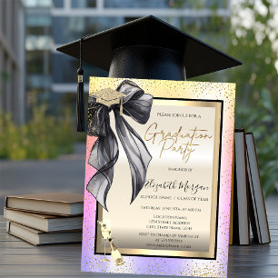 Invitation Casquette de remise de diplôme, verre à vin à ruba