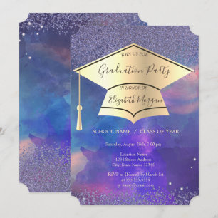 Invitation Casquette de remise des diplômes en or, diamants G