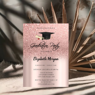 Invitation Casquette de remise des diplômes Paillettes Rose G