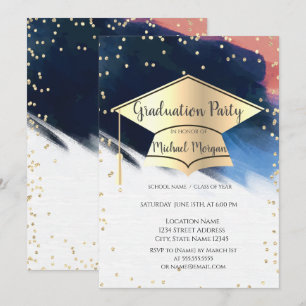 Invitation Casquette de remise des diplômes, pinceau diamanté