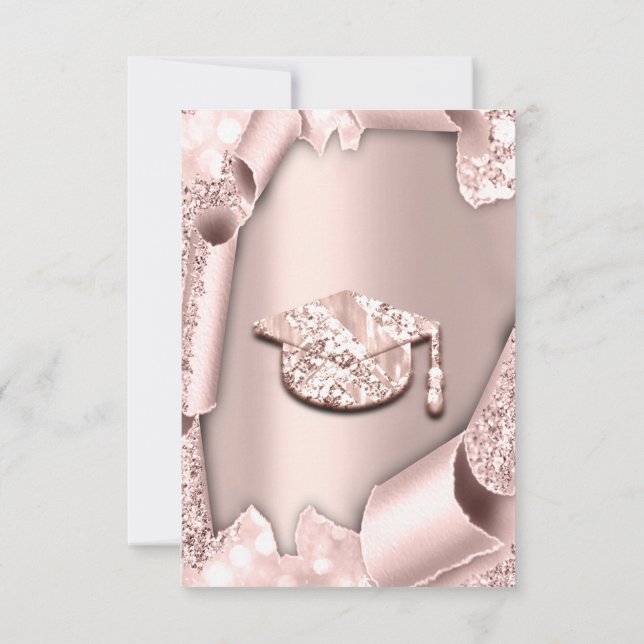 Invitation Casquette diplômé Bachelorette Rose FILLE rose 3D (Dos)