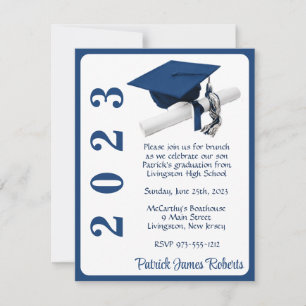 Invitation Casquette & Diplôme, Bleu foncé