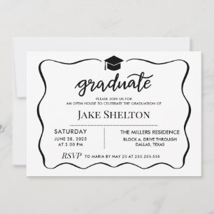 Invitation Casquette diplômé moderne Open House Graduate
