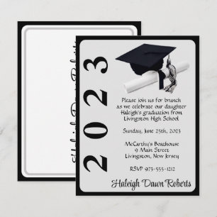 Invitation Casquette & Diplôme, Noir & Argent