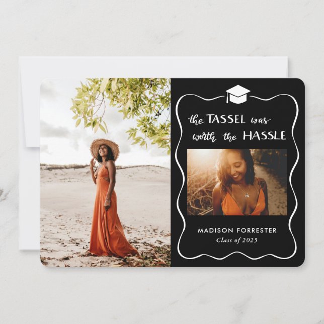 Invitation Casquette diplômé Script Tassel valait la peine du (Devant)