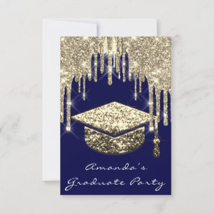 Invitation Casquette d'or 3D Glam Blue Navy Invitati