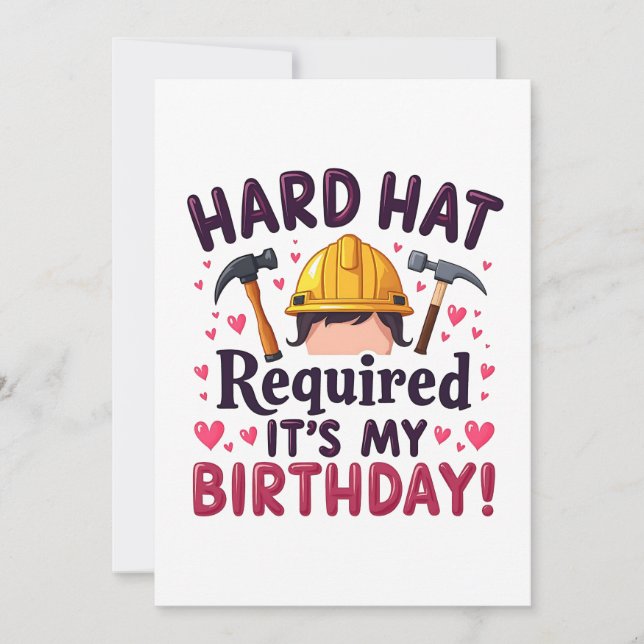 Invitation Casquette dur requis C'est mon anniversaire c (Devant)