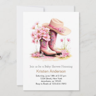 Invitation Casquette et bottes Baby shower occidental