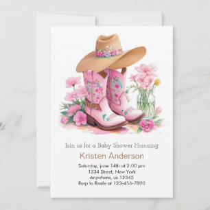 Invitation Casquette et Bottes Wild West Cowgirl Baby shower