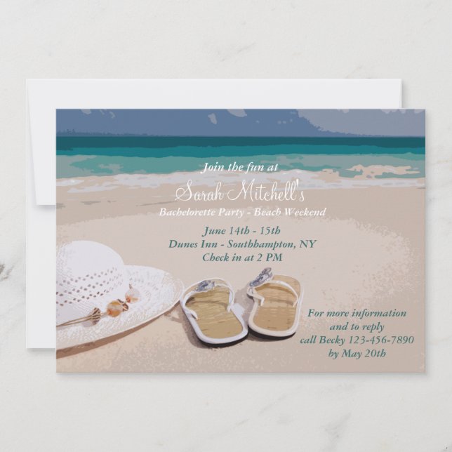 Invitation Casquette et Chaussures de plage Bachelorette Fête (Devant)