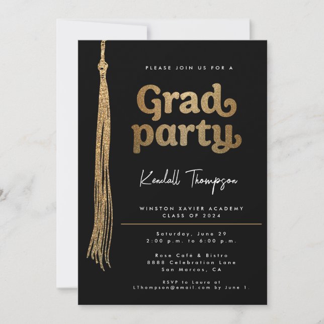 Invitation Casquette Gold Grad goût Personnalisé Graduation P (Devant)