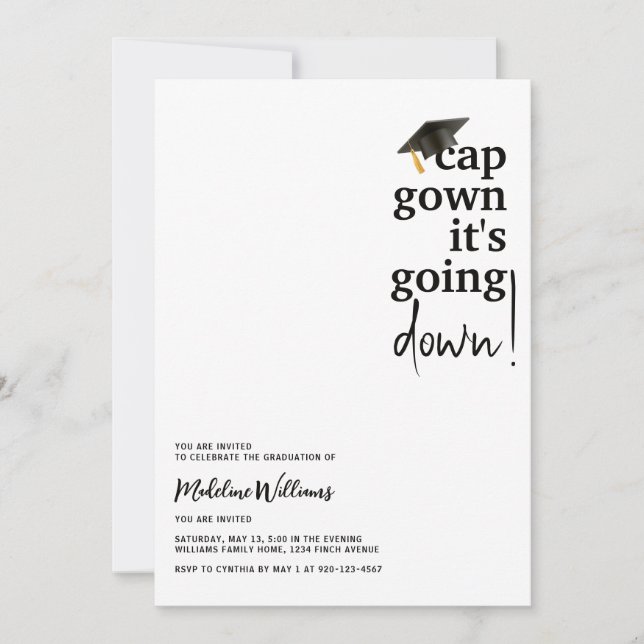 Invitation Casquette Gown ça va faire baisser la graduation (Devant)